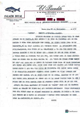 Carta del personal del restaurante El Pescadito