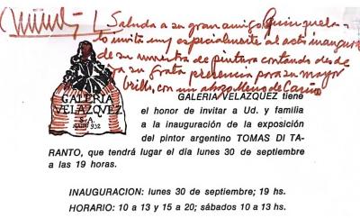 Invitación a Quinquela a la exposición de Tomás Di Taranto