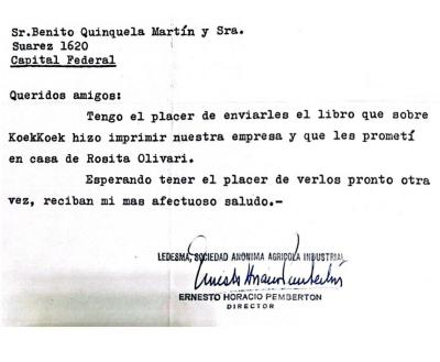 Carta sobre el libro de Koek Koek