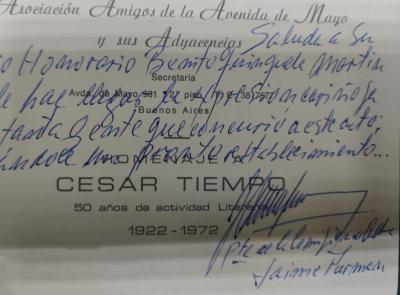 Invitación al homenaje a César Tiempo