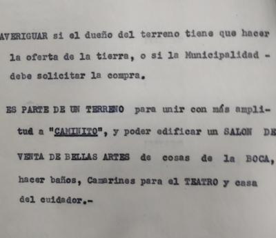 Documento para comprar el terreno de Caminito