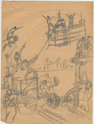 Sin título (Serie Desembarque de tranvías. Sello nº35)