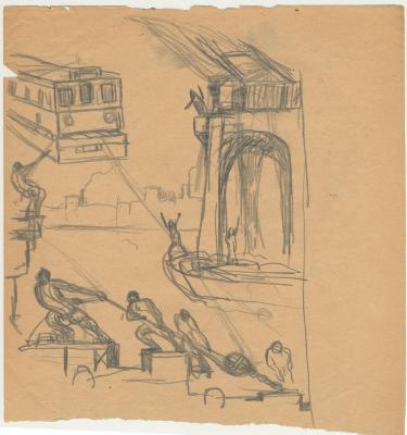 Sin título (Serie Desembarque de tranvías. Sello nº32)