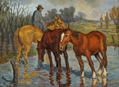 Caballos en el agua