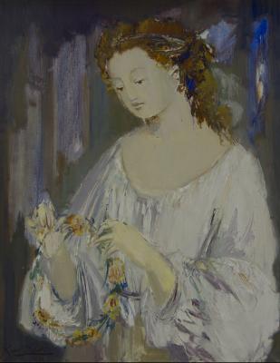 Niña con corona de flores