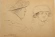 Estudio de rostro femenino de frente y perfil