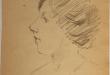 Estudio de retrato femenino de perfil